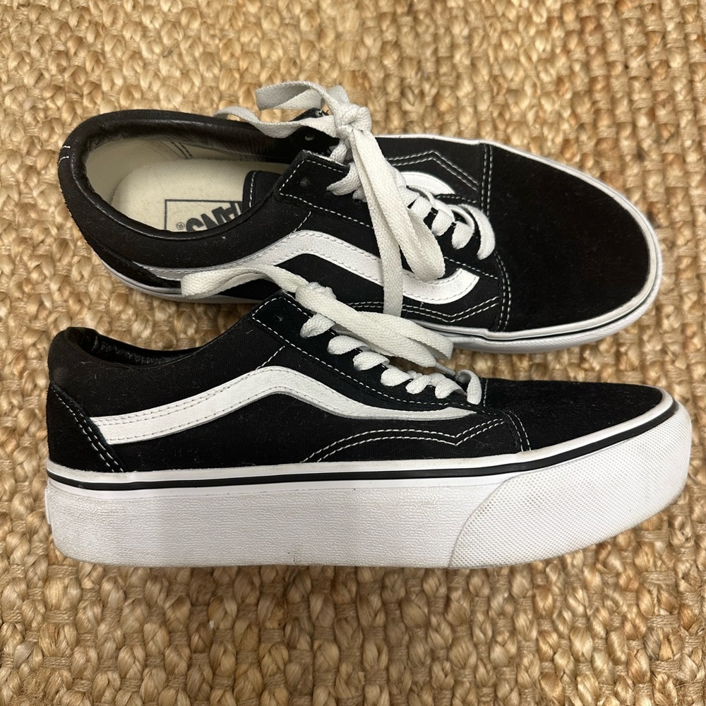 Women’s Vans Black and White Platform Sneakers